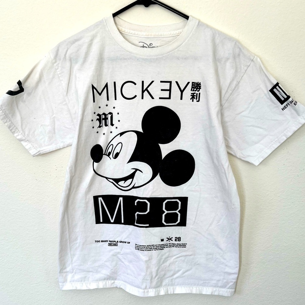 Neff Mens M28 X Disney Mickey Mouse Crew Neck T-Shirt Tee White Medium